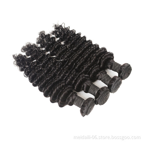 Brazilian Hair Deep Wave Bundles Natural Black 100% Human Hair Bundles Remy Hair Extensions